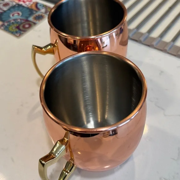 Copper Moscow Mule Mugs with Gold Handles, set of 2 - Picture 10 of 11